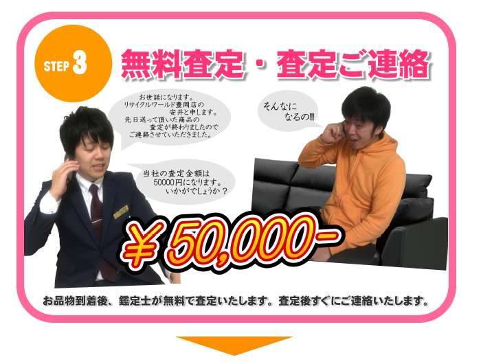 STEP3　無料査定・査定連絡